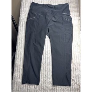 Eddie Bauer Pants Women Large Black Trail Tight High Rise Zip Pocket Pants Capri